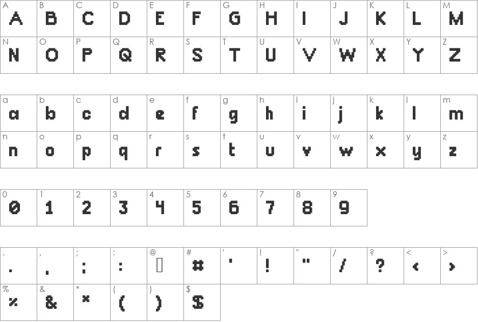 ChunkyDunkOutlin font character map preview