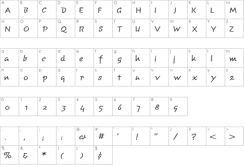 ChunkyMonkeyExtended font character map preview
