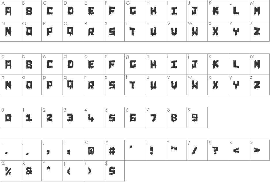 Chunq Dipped font character map preview