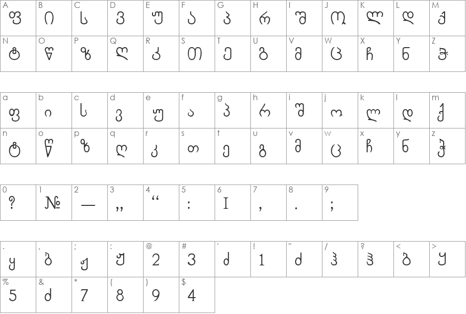 Chveulebrivi From GSH font character map preview