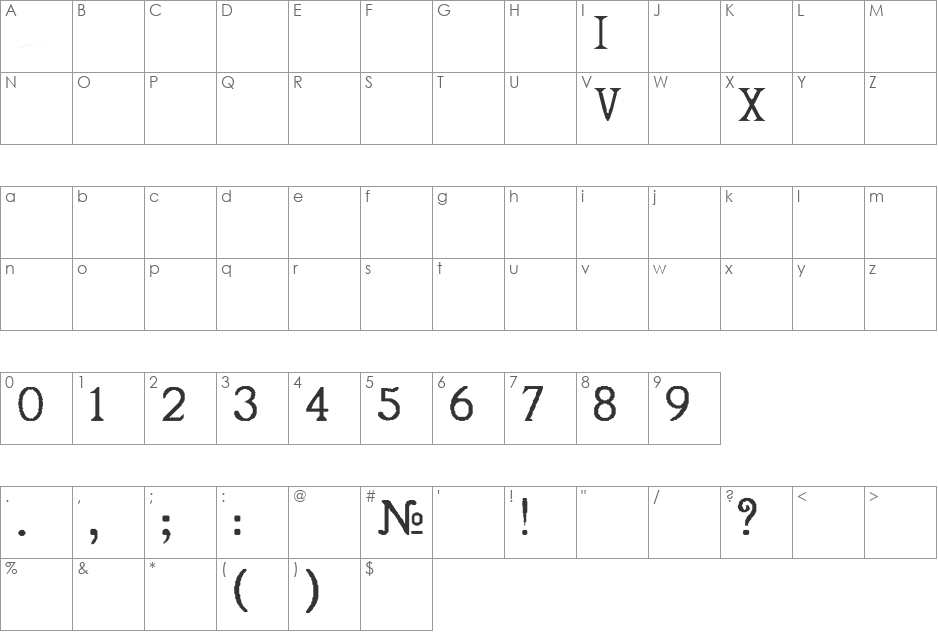 Chveulebrivy-Normal font character map preview