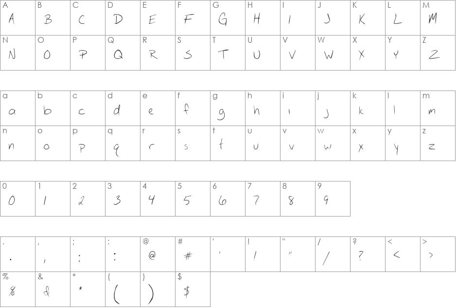 Circ Handwriting font character map preview