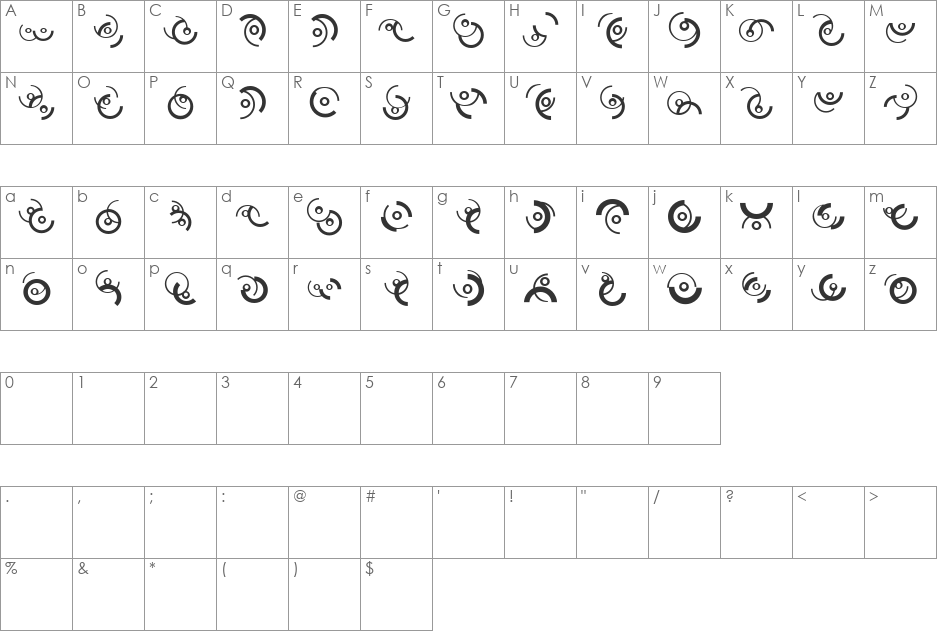 CircleMixes font character map preview