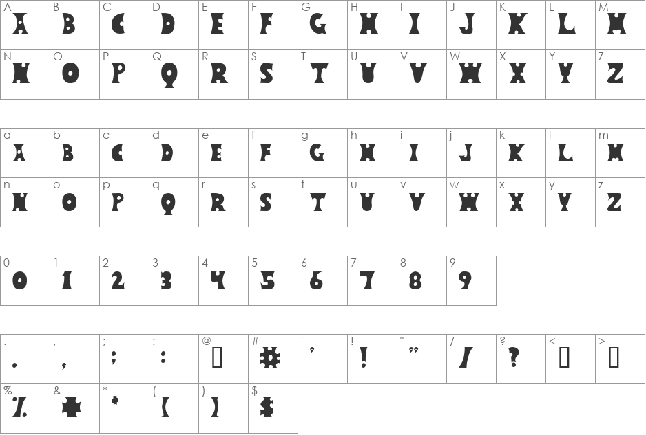 Circos font character map preview
