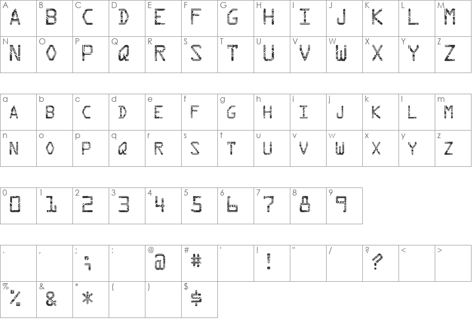 Circuit font character map preview