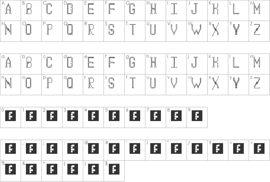 Circuitboard font character map preview