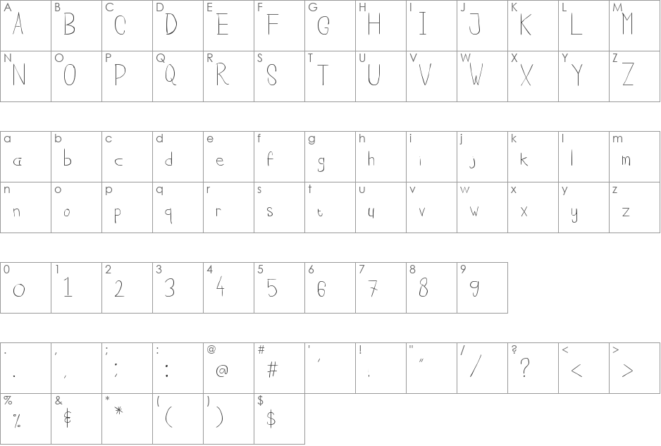 Cisca Note font character map preview