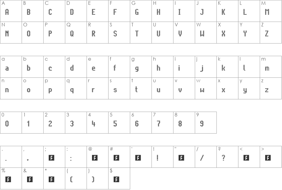 Citaro Voor (Dubbele hoogte, breed) font character map preview