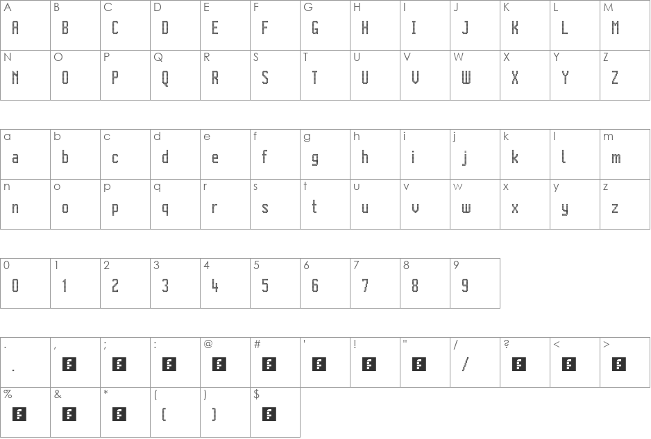 Citaro Voor (dubbele hoogte, midden/dubbel) font character map preview