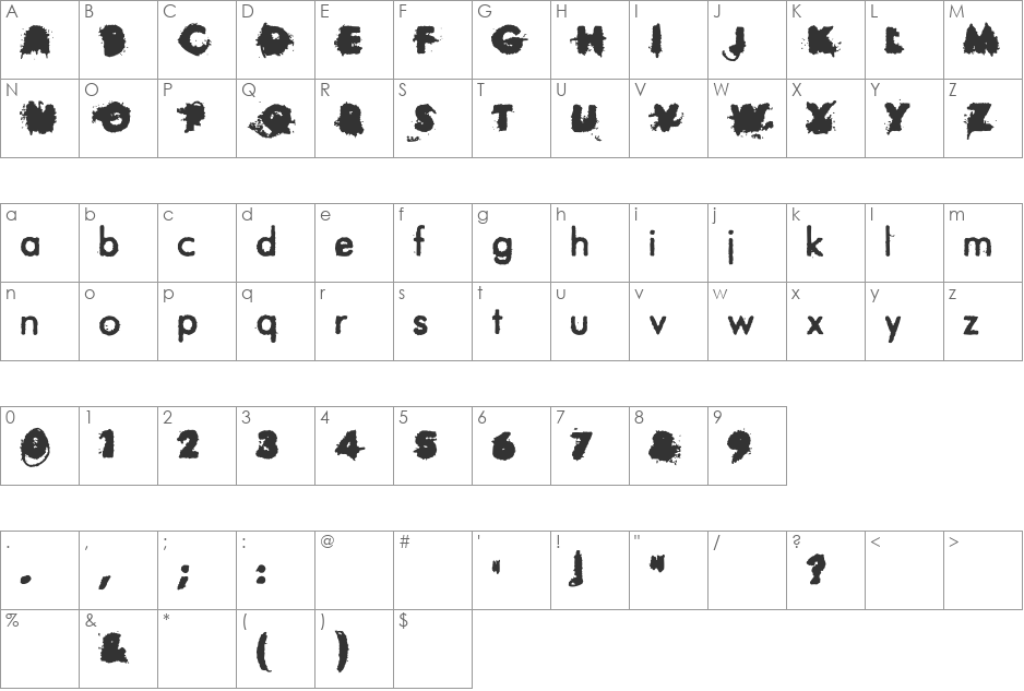 City Contrasts font character map preview