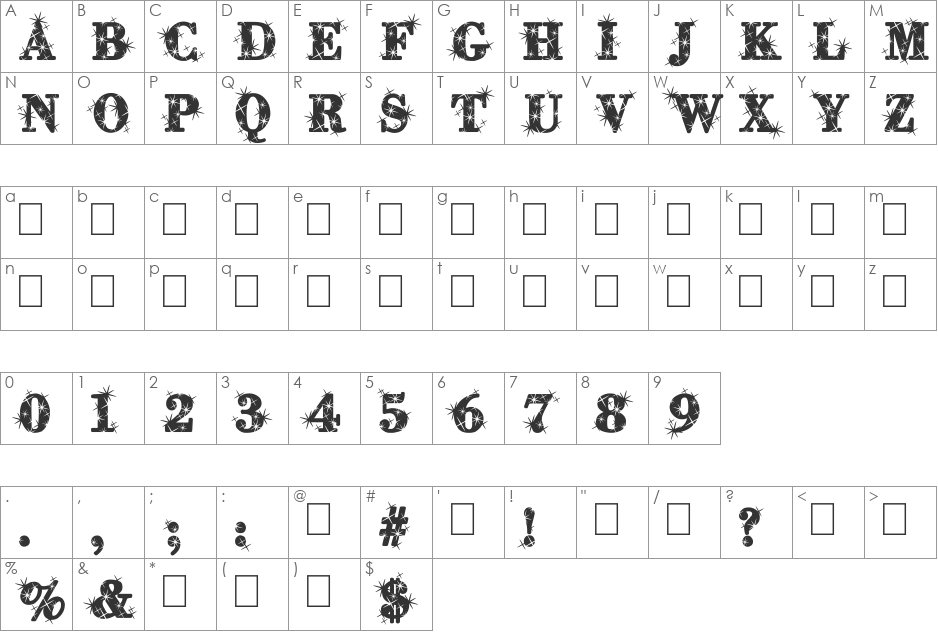 City of Light font character map preview