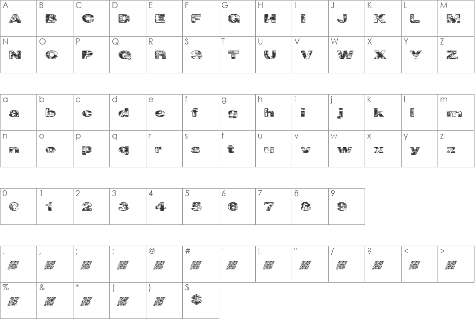 CityVetica font character map preview