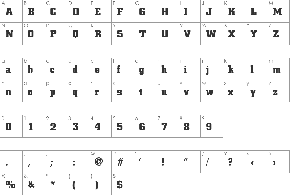 CivicBlack font character map preview