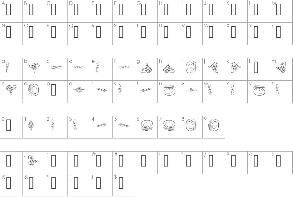 CiviliteTails font character map preview