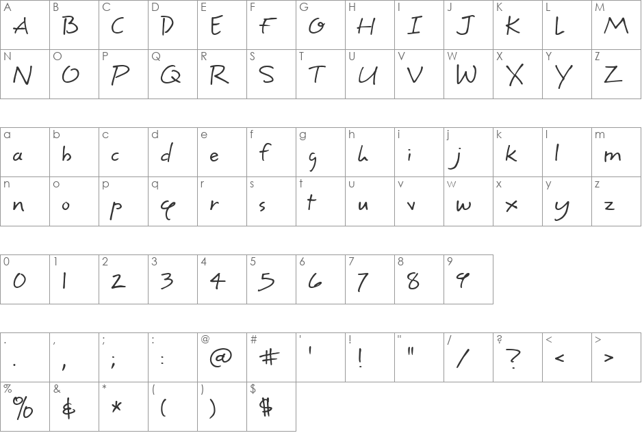 CK Artisan font character map preview