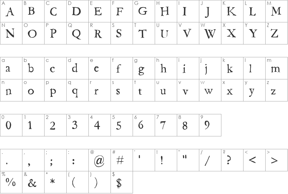 CK Fraternity font character map preview
