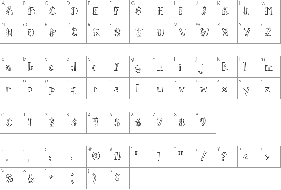 CK Grapevine font character map preview