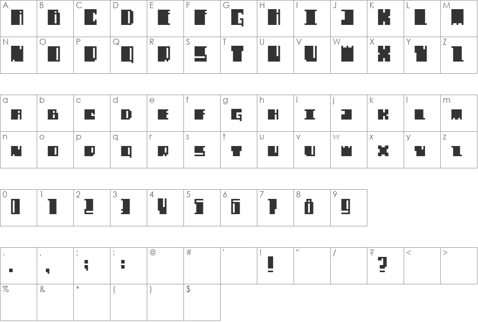 Alachua font character map preview