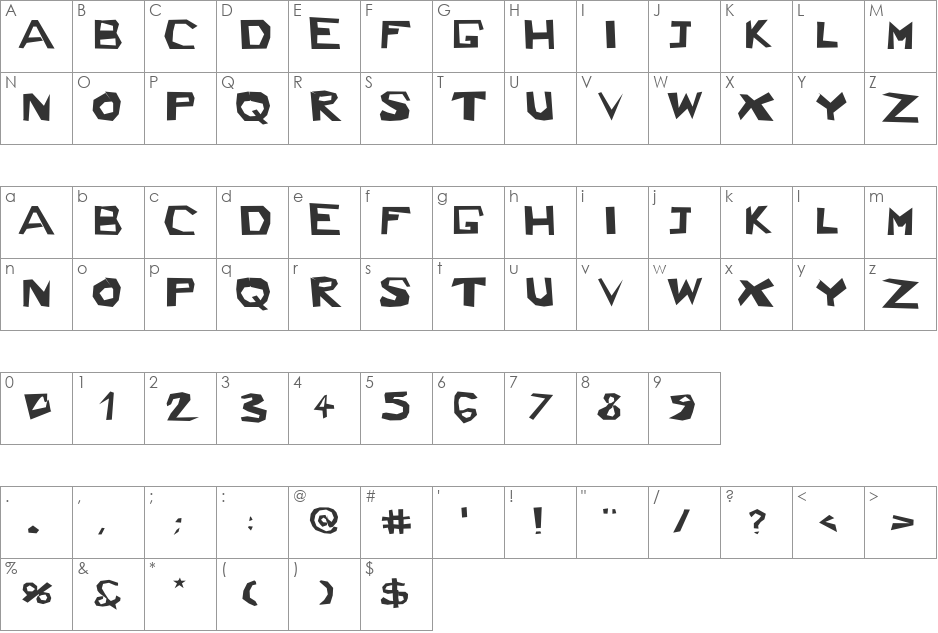 CKJBlock font character map preview