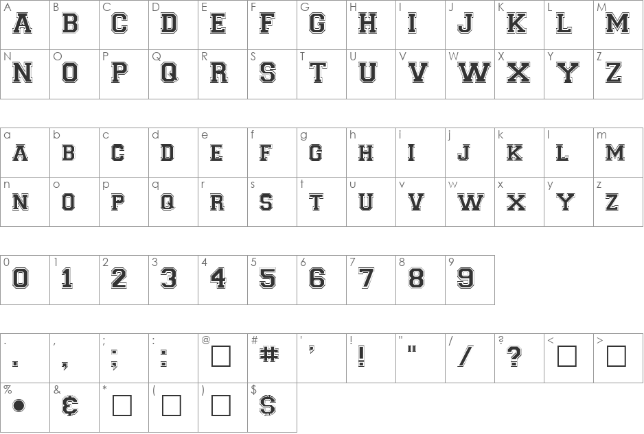CLANCYB font character map preview