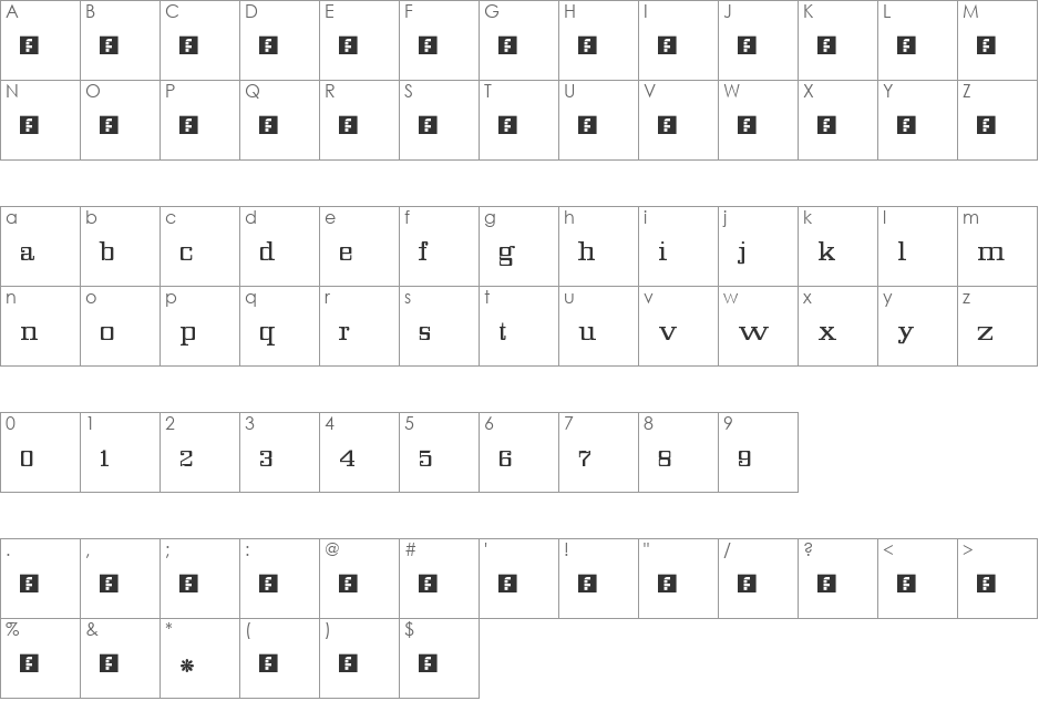 clarendoneada font character map preview