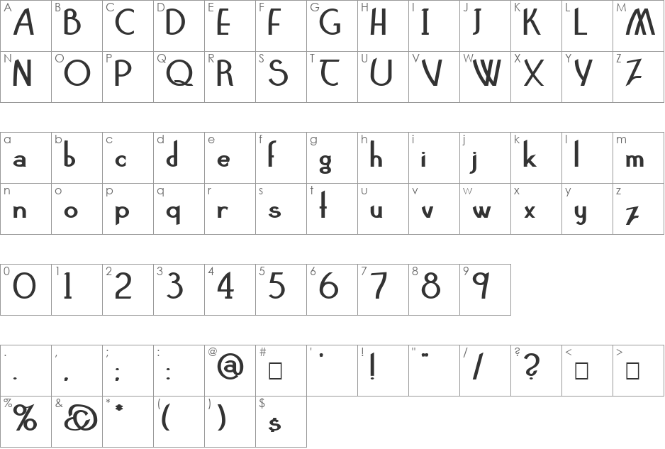 Claritty_Bold font character map preview
