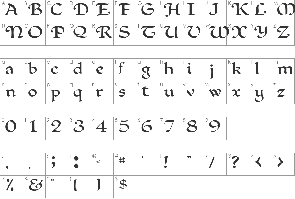 Clark font character map preview