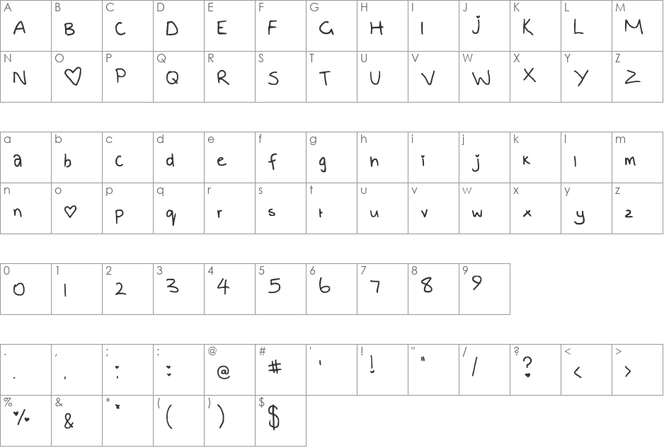 Clarkie font character map preview