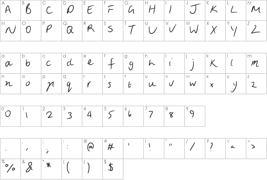 Clarkie 4 font character map preview
