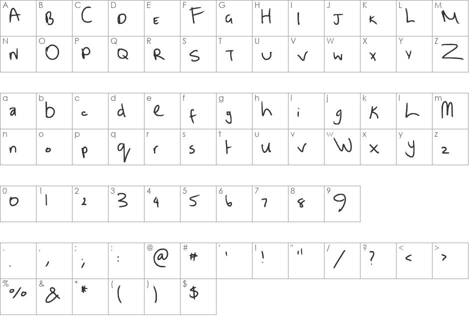 Clarkie 5 font character map preview