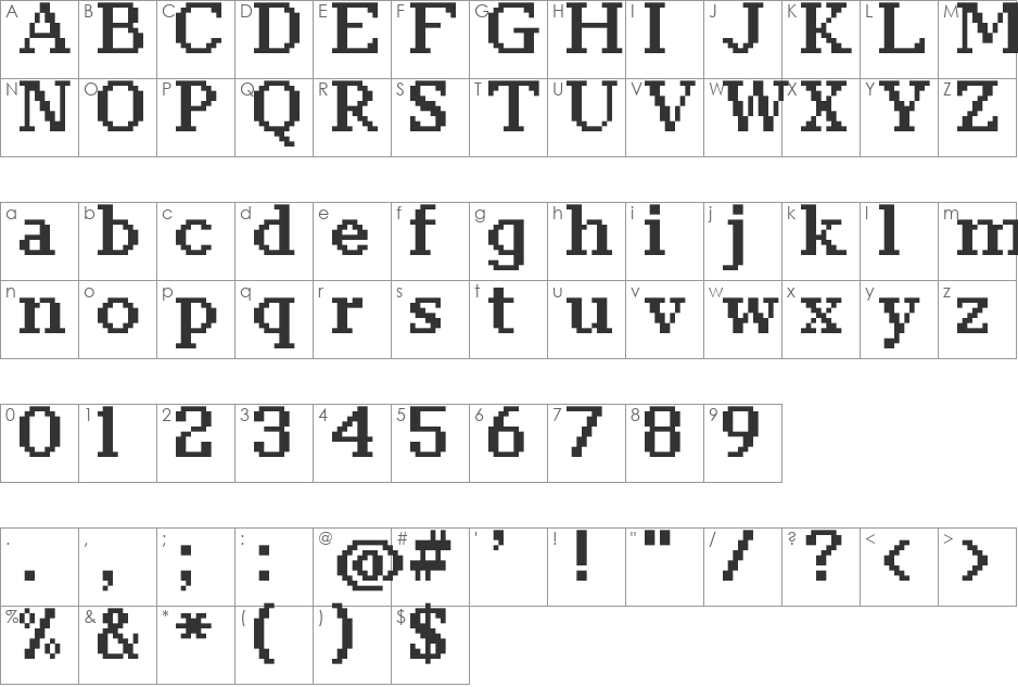 classic 10_65 font character map preview