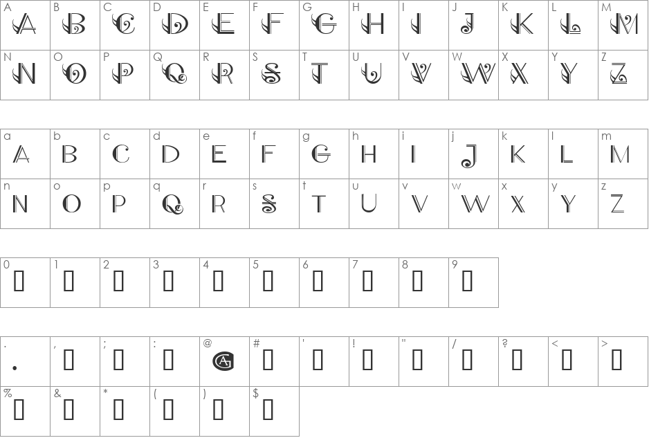 Classical DropCaps font character map preview