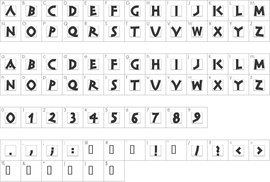 ClassiCapsBricks font character map preview