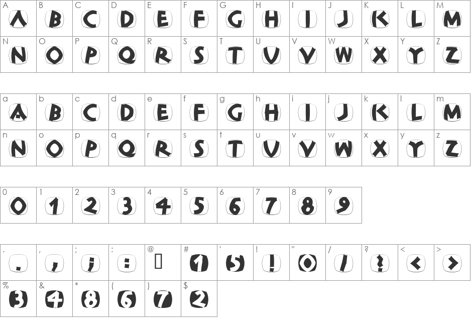 ClassiCapsShields font character map preview