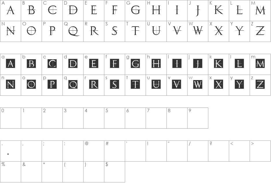 ClassicRomanCaps font character map preview