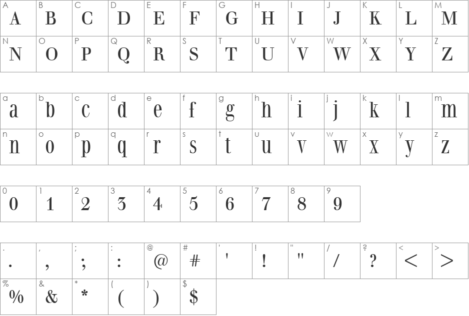 ClassizismAntiqua font character map preview