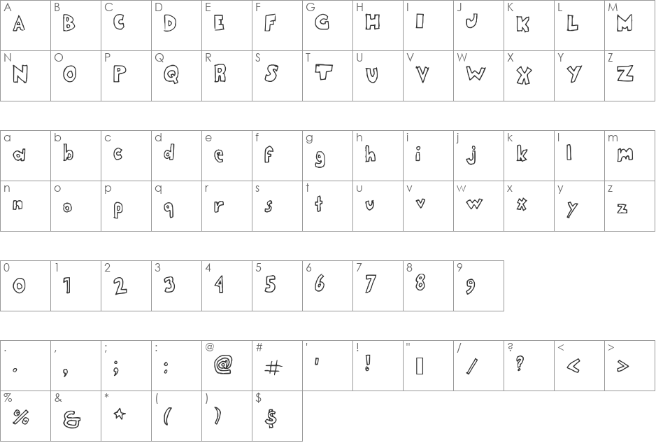 ClassProjectNBP font character map preview