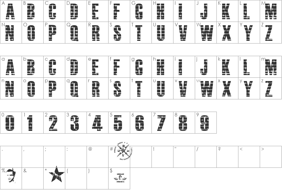 ALAMBRADO INFERNAL font character map preview