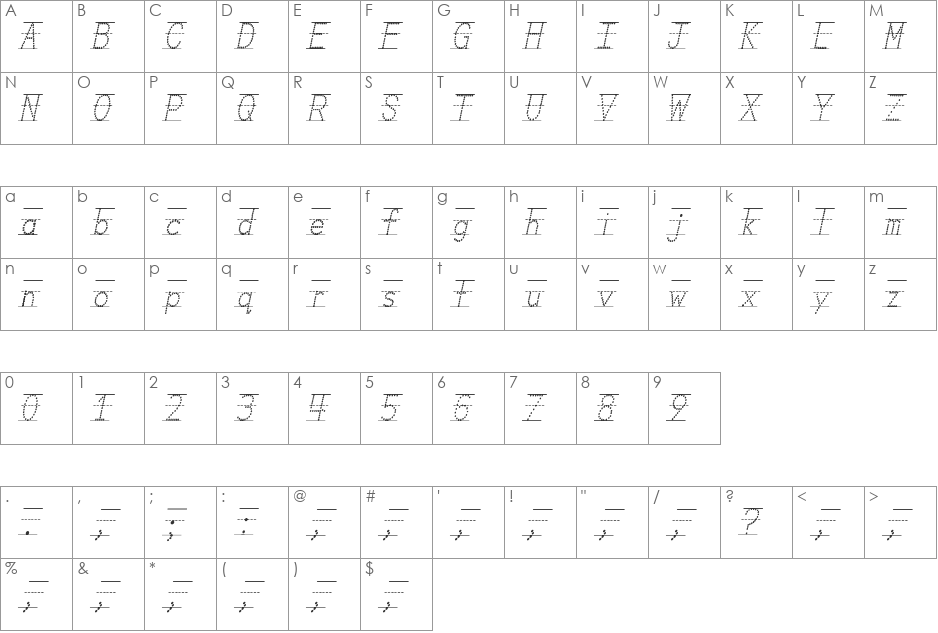 Classroom Fonts font character map preview
