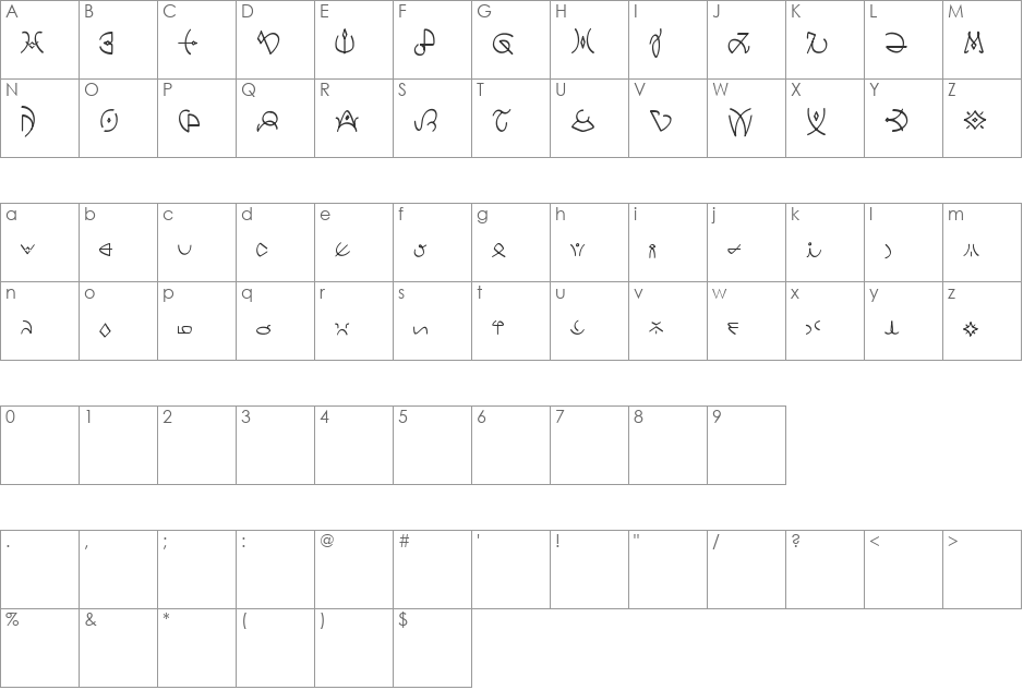 Clavat Script font character map preview
