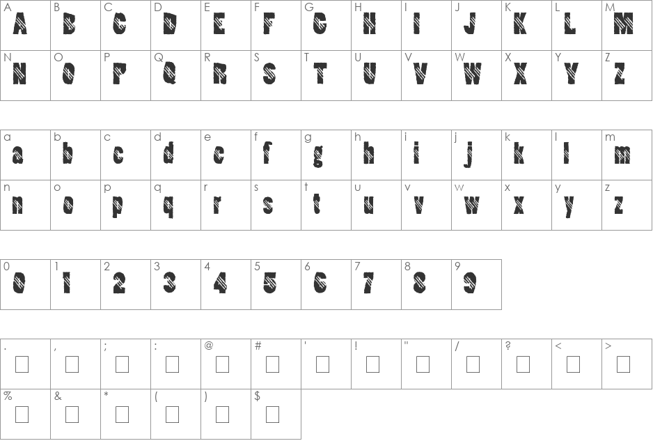 Clawripper font character map preview