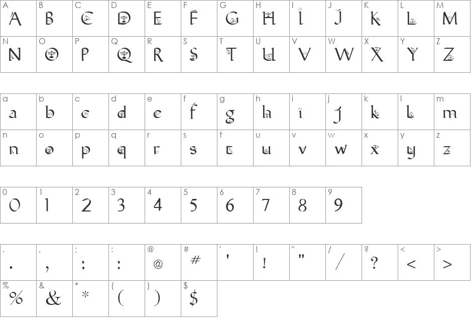 CLB-JewishHolidays font character map preview