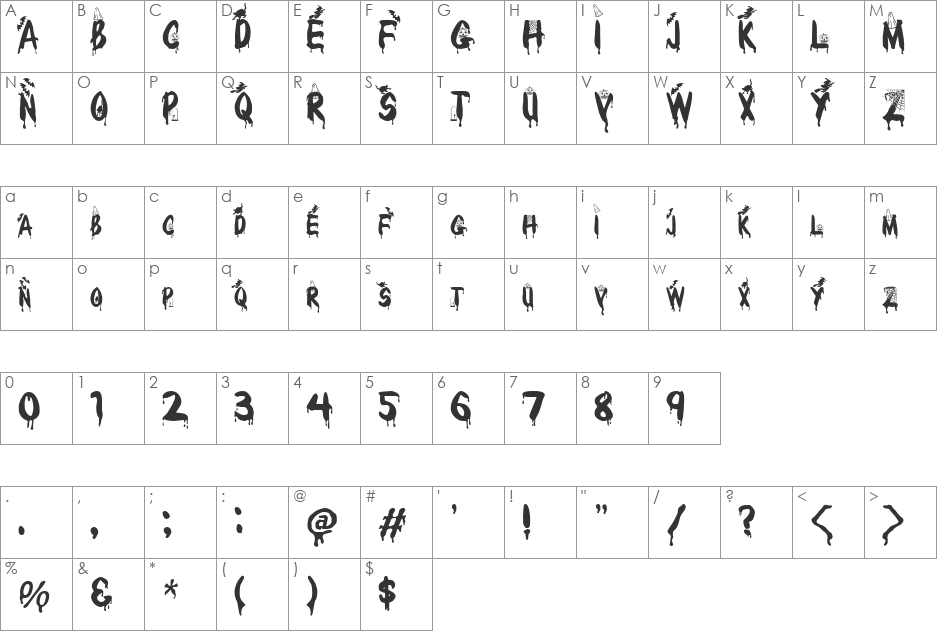 Clb:Halloween font character map preview