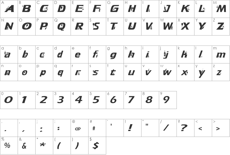 Clb:NewYear font character map preview