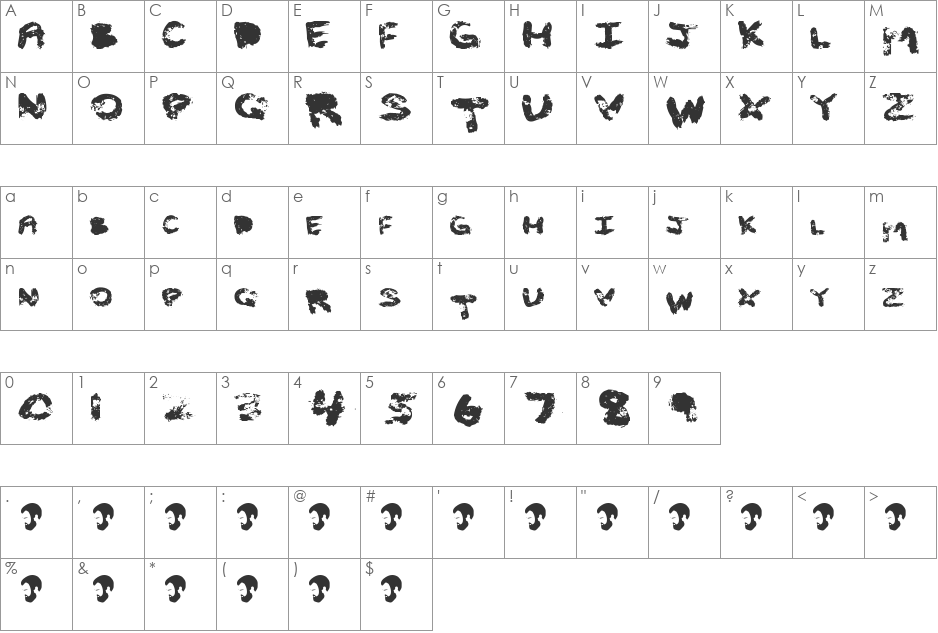 Cleagh E-1 font character map preview