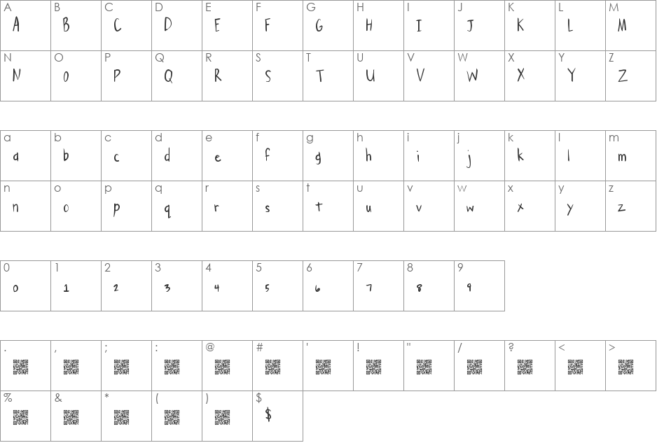 CleanEasy font character map preview