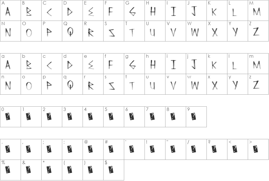 CleanFade font character map preview
