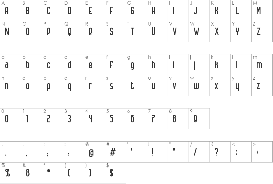 Alanya font character map preview
