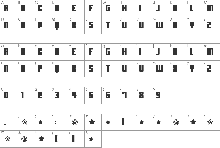 Clearwerkkraftremix font character map preview