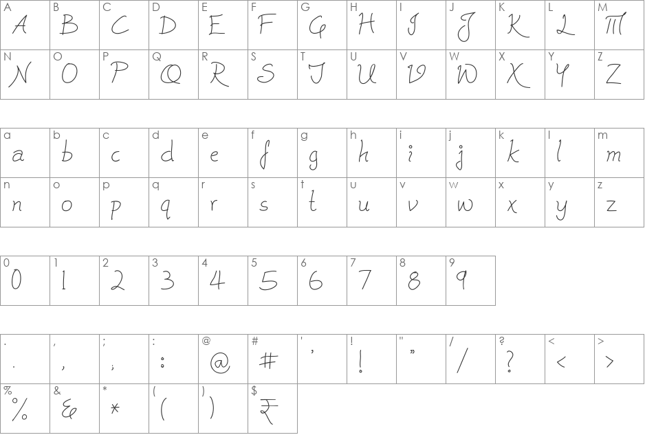 Cleavin font character map preview